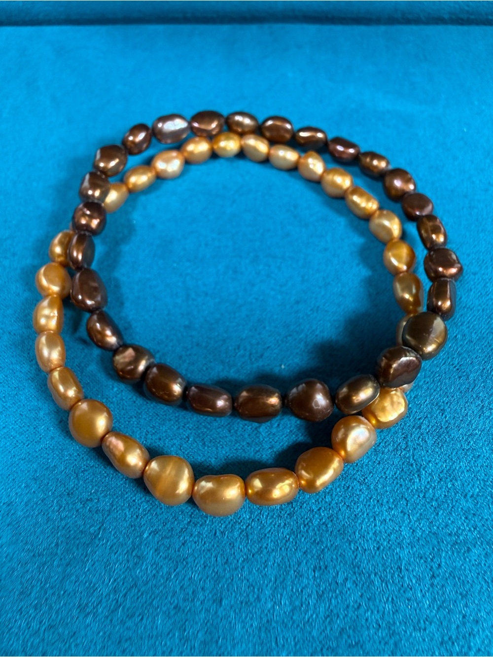 Honora Freshwater Pearl Stretch Bracelet Set – Gold & Chocolate Brown